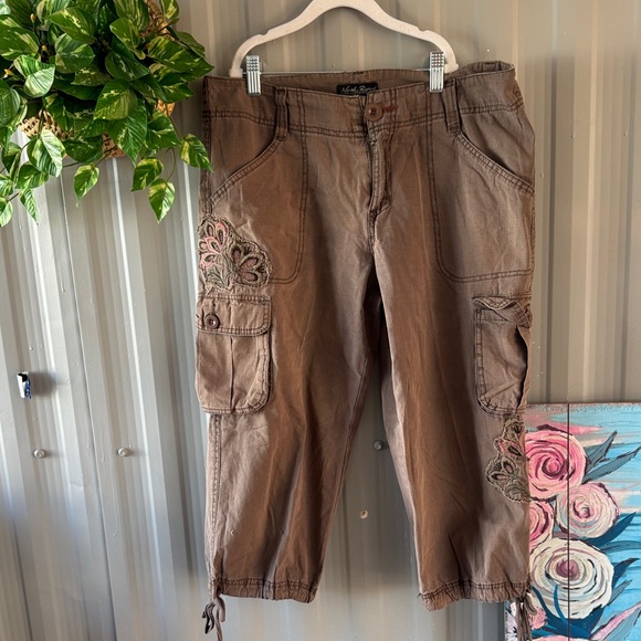 Brown Embroidered Capris - Picture 1 of 11